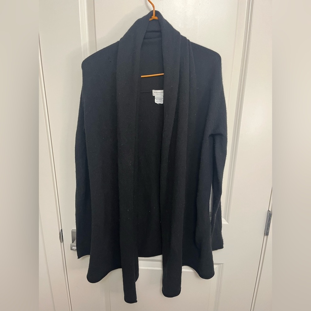 Club Monaco Black Open Front Cardigan 100% Cashmere in size XS/S